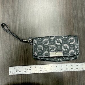 Coach wristlet in silver and gray